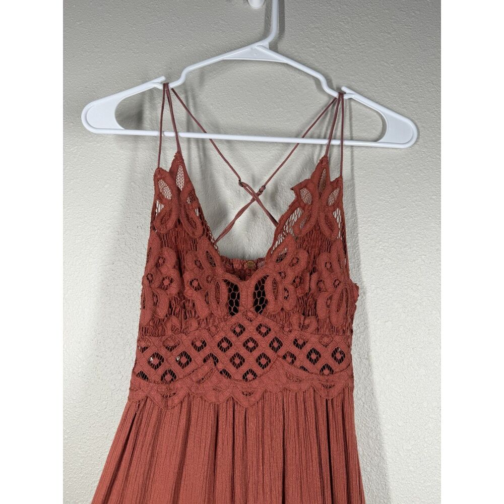 Free People Womens Orange Adella Mini Dress Sz XS Boho Feminine Cute - Picture 2 of 9